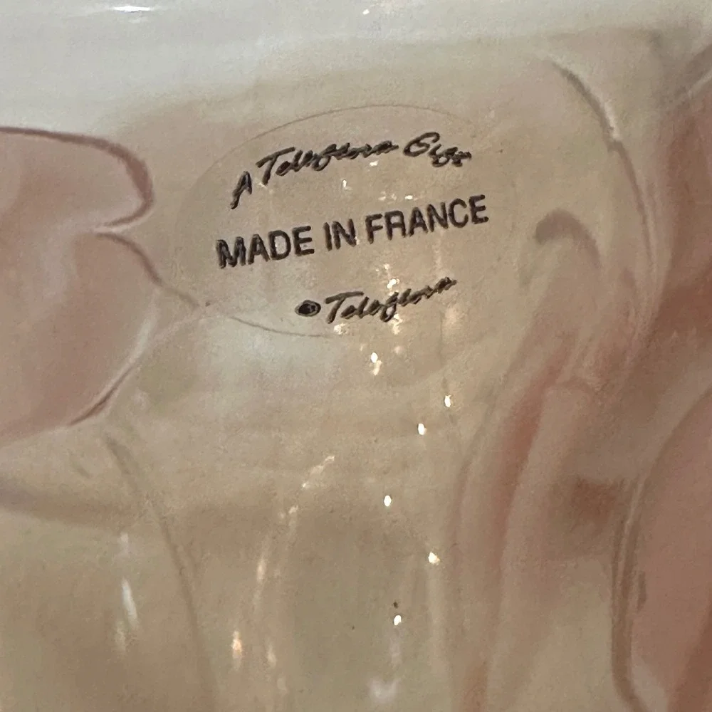 Teleflora Rose Vase Unisex 6 Inch Pink‎ Excellent Frosted Glass Made in France